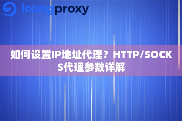 如何设置IP地址代理？HTTP/SOCKS代理参数详解