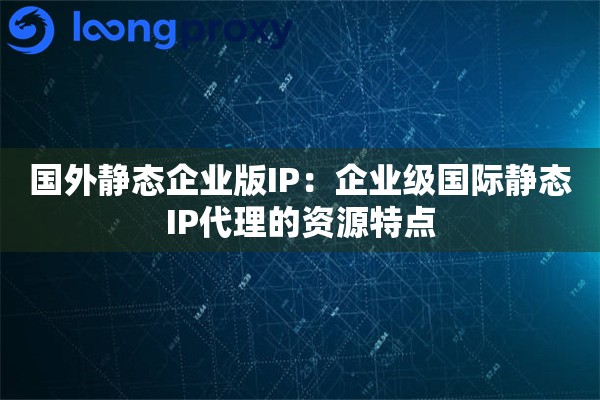 国外静态企业版IP：企业级国际静态IP代理的资源特点