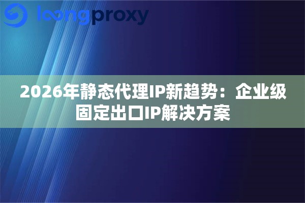 2026年静态代理IP新趋势：企业级固定出口IP解决方案
