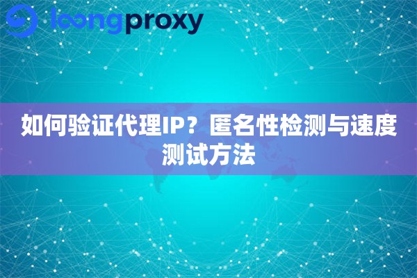 如何验证代理IP?匿名性检测与速度测试方法 如何验证代理IP?匿名性检测与速度测试方法