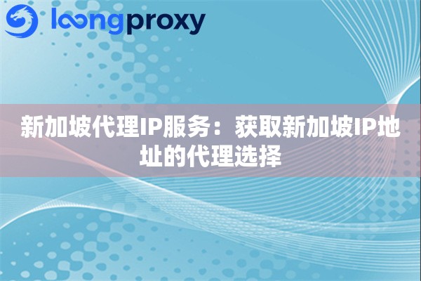 新加坡代理IP服务：获取新加坡IP地址的代理选择