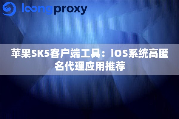 苹果SK5客户端工具:iOS系统高匿名代理应用推荐 苹果SK5客户端工具:iOS系统高匿名代理应用推荐