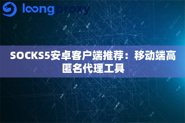 SOCKS5安卓客户端推荐：移动端高匿名代理工具