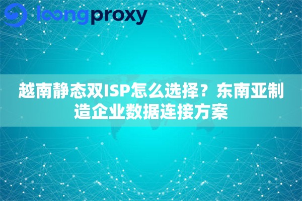 越南静态双ISP怎么选择？东南亚制造企业数据连接方案