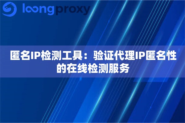匿名IP检测工具：验证代理IP匿名性的在线检测服务