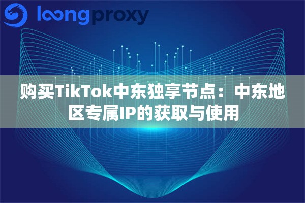 购买TikTok中东独享节点：中东地区专属IP的获取与使用