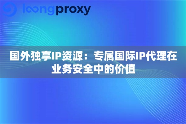 国外独享IP资源：专属国际IP代理在业务安全中的价值