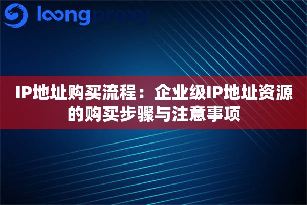 IP地址购买流程：企业级IP地址资源的购买步骤与注意事项