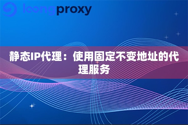 静态IP代理：使用固定不变地址的代理服务
