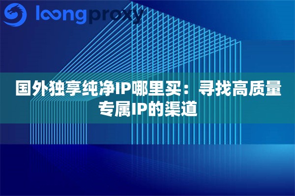 国外独享纯净IP哪里买：寻找高质量专属IP的渠道