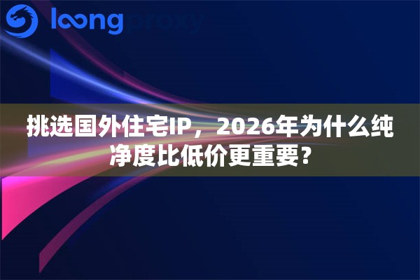 挑选国外住宅IP，2026年为什么纯净度比低价更重要？