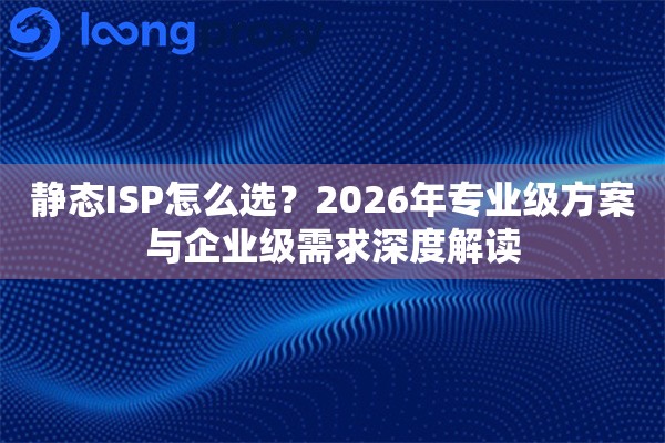 静态ISP怎么选？2026年专业级方案与企业级需求深度解读