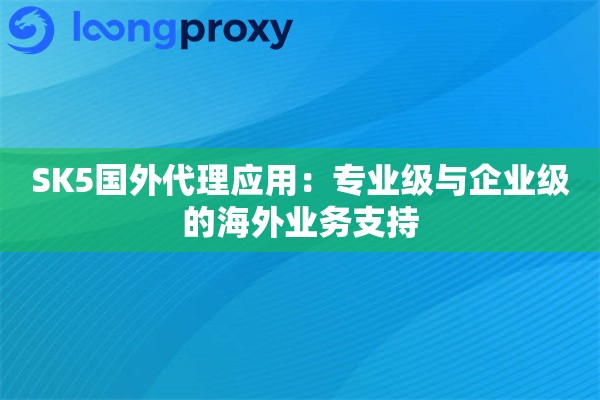 SK5国外代理应用：专业级与企业级的海外业务支持