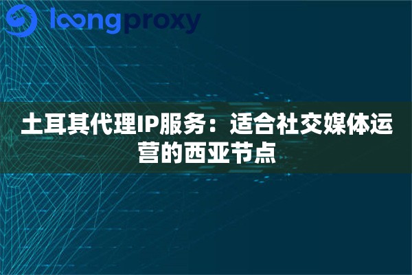 土耳其代理IP服务：适合社交媒体运营的西亚节点
