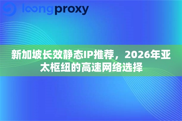 新加坡长效静态IP推荐，2026年亚太枢纽的高速网络选择