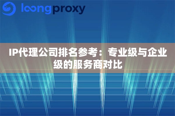 IP代理公司排名参考：专业级与企业级的服务商对比