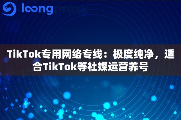 TikTok专用网络专线:极度纯净,适合TikTok等社媒运营养号 TikTok专用网络专线:极度纯净,适合TikTok等社媒运营养号
