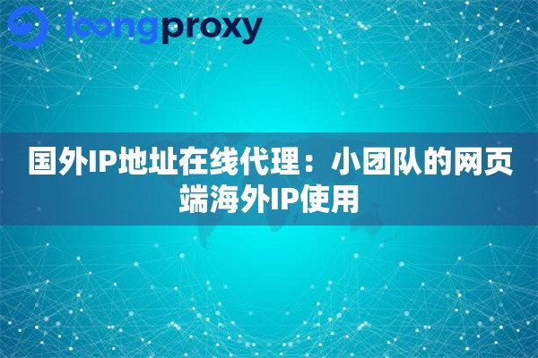 国外IP地址在线代理:小团队的网页端海外IP使用 国外IP地址在线代理:小团队的网页端海外IP使用