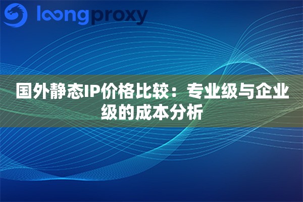 国外静态IP价格比较:专业级与企业级的成本分析 国外静态IP价格比较:专业级与企业级的成本分析