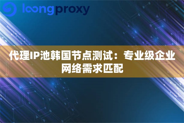 代理IP池韩国节点测试:专业级企业网络需求匹配 代理IP池韩国节点测试:专业级企业网络需求匹配