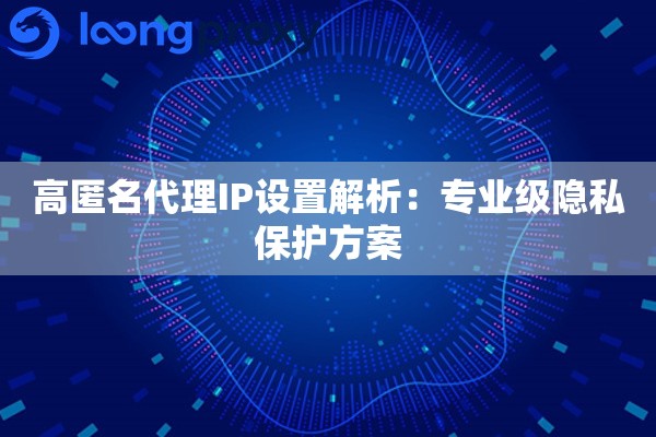 高匿名代理IP设置解析:专业级隐私保护方案 高匿名代理IP设置解析:专业级隐私保护方案