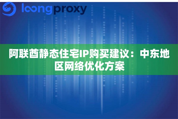 阿联酋静态住宅IP购买建议:中东地区网络优化方案 阿联酋静态住宅IP购买建议:中东地区网络优化方案
