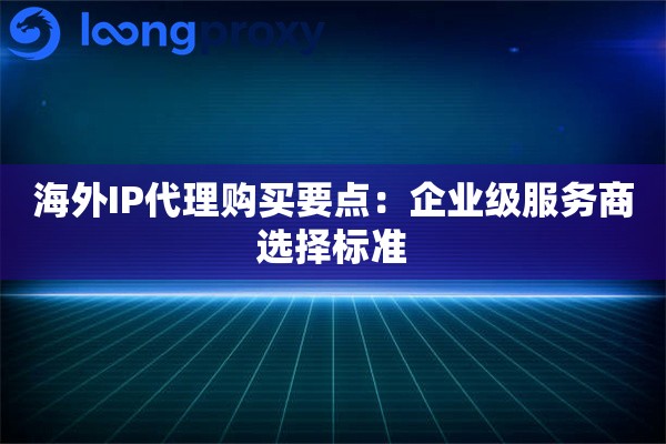 海外IP代理购买要点:企业级服务商选择标准 海外IP代理购买要点:企业级服务商选择标准