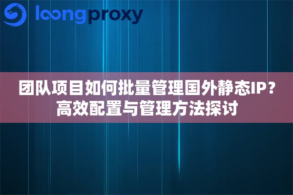 团队项目如何批量管理国外静态IP？高效配置与管理方法探讨