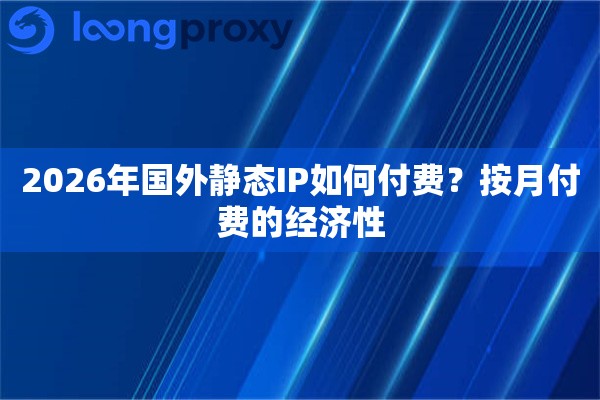 2026年国外静态IP如何付费？按月付费的经济性
