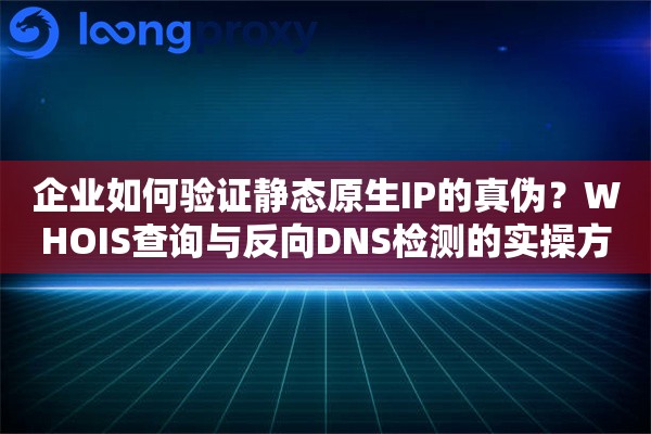 企业如何验证静态原生IP的真伪？WHOIS查询与反向DNS检测的实操方法