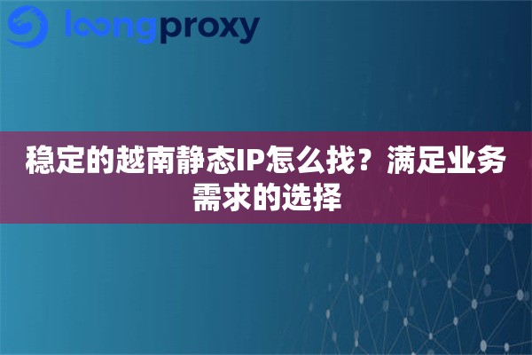 稳定的越南静态IP怎么找？满足业务需求的选择