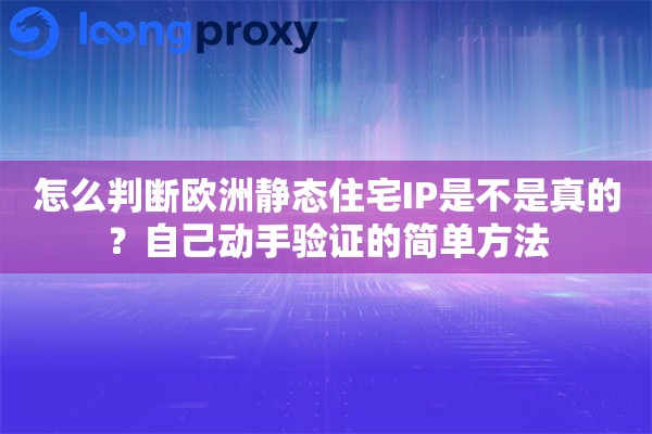 怎么判断欧洲静态住宅IP是不是真的？自己动手验证的简单方法