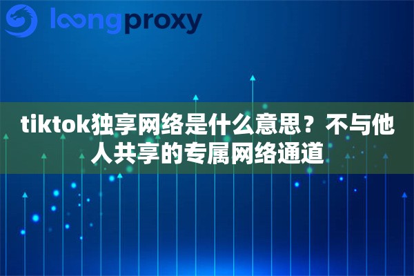 tiktok独享网络是什么意思？不与他人共享的专属网络通道