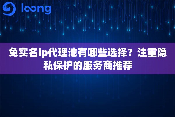 免实名ip代理池有哪些选择？注重隐私保护的服务商推荐