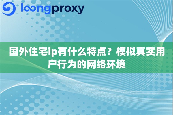 国外住宅ip有什么特点？模拟真实用户行为的网络环境