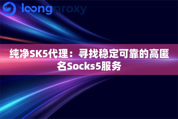 纯净SK5代理：寻找稳定可靠的高匿名Socks5服务
