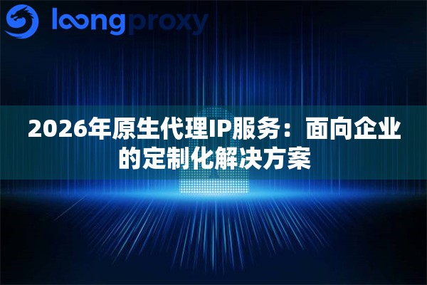 2026年原生代理IP服务：面向企业的定制化解决方案