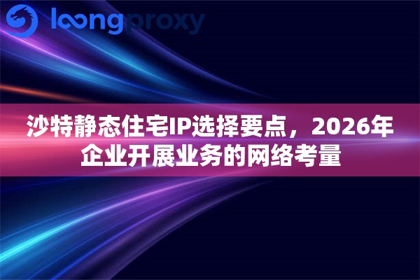 沙特静态住宅IP选择要点，2026年企业开展业务的网络考量
