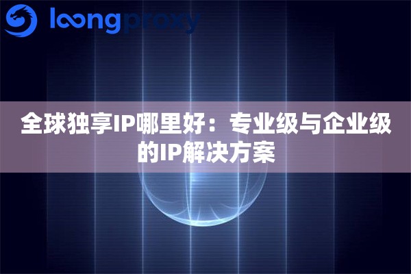 全球独享IP哪里好:专业级与企业级的IP解决方案 全球独享IP哪里好:专业级与企业级的IP解决方案