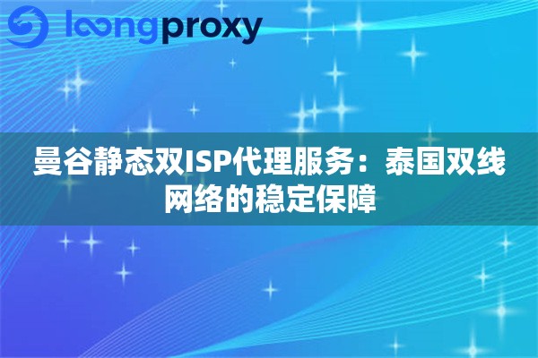 曼谷静态双ISP代理服务：泰国双线网络的稳定保障