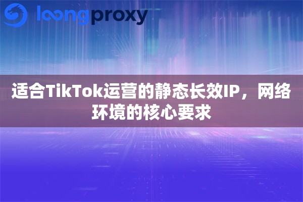 适合TikTok运营的静态长效IP，网络环境的核心要求