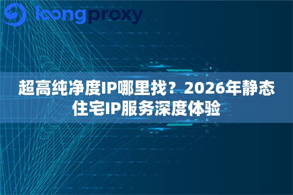 超高纯净度IP哪里找？2026年静态住宅IP服务深度体验