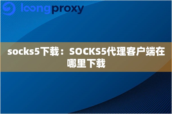 socks5下载：SOCKS5代理客户端在哪里下载