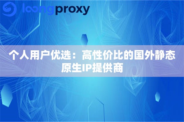 个人用户优选：高性价比的国外静态原生IP提供商