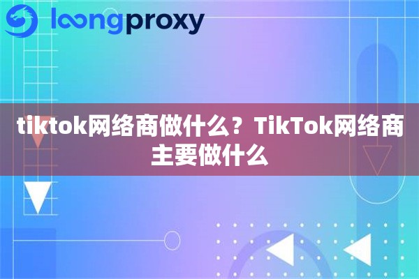 tiktok网络商做什么？TikTok网络商主要做什么