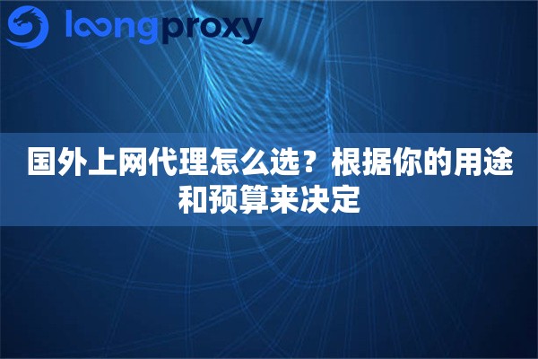 国外上网代理怎么选？根据你的用途和预算来决定
