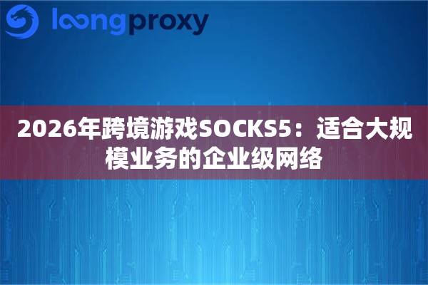 2026年跨境游戏SOCKS5：适合大规模业务的企业级网络