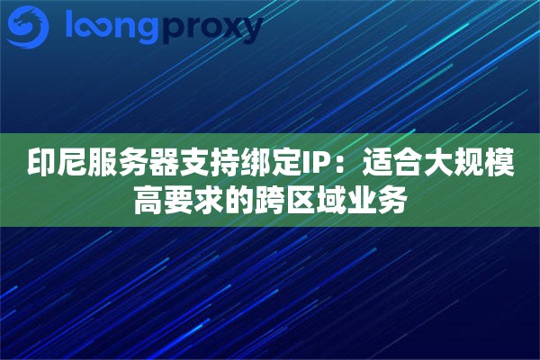 印尼服务器支持绑定IP：适合大规模高要求的跨区域业务