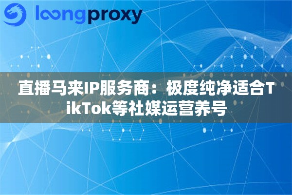 直播马来IP服务商：极度纯净适合TikTok等社媒运营养号