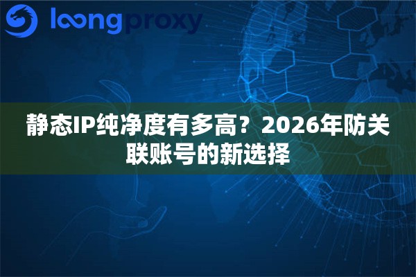 静态IP纯净度有多高？2026年防关联账号的新选择